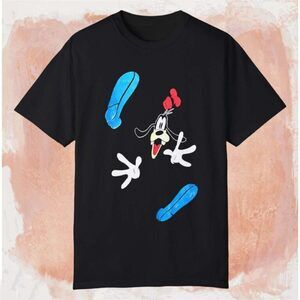 90s Goofy Space Black Shirt, Disney Goofy Cartoon Character Graphic T-Shirt